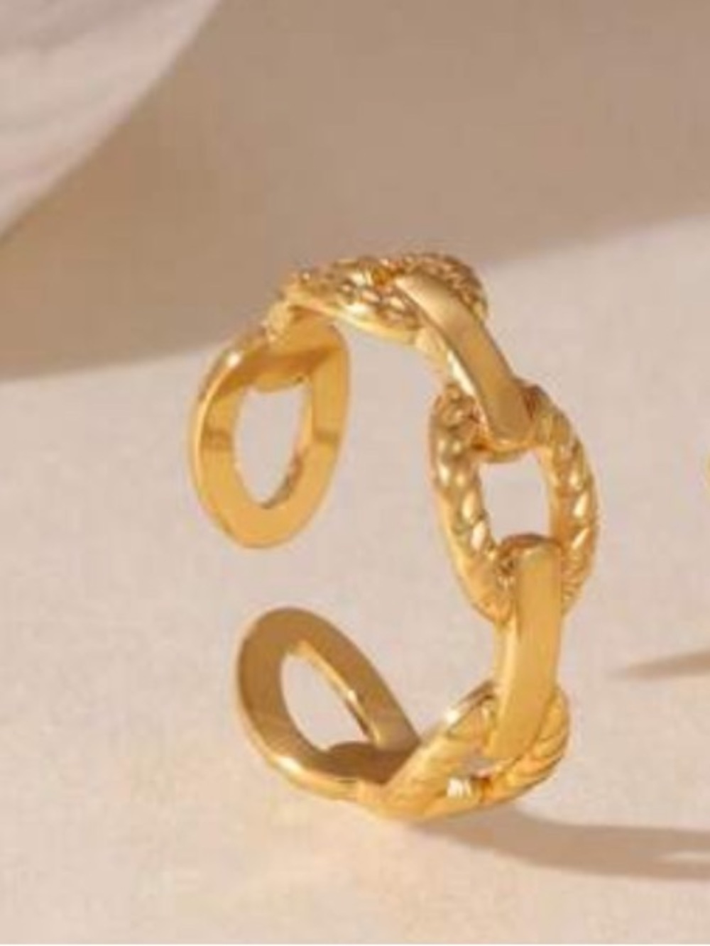 Stainless steel Link-Chain Adjustable Ring for Women